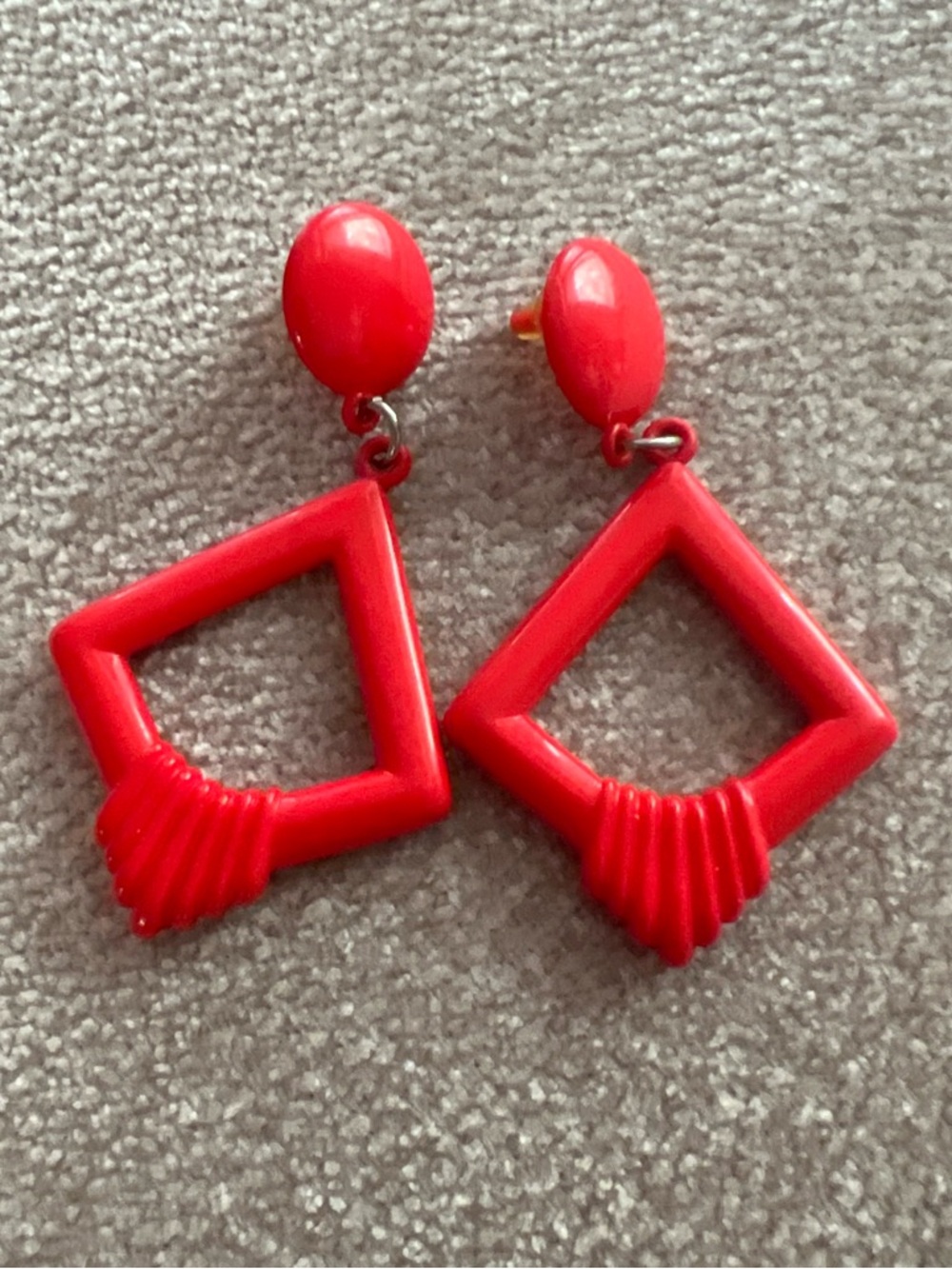 80s plastic Geometric Drop Earrings - Bold Statement Jewelry